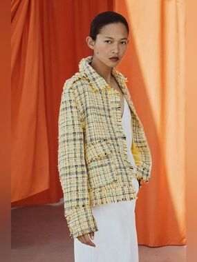 ZARA ZW COLLECTION TEXTURED PLAID JACKET